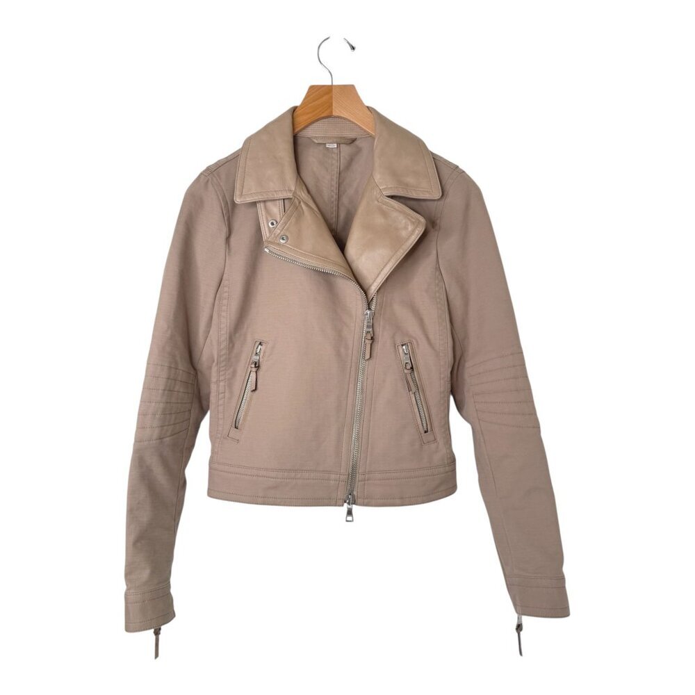 Coach Leather Trim Motorcycle Jacket